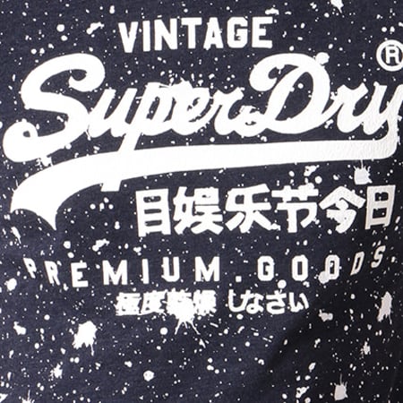 Superdry - Tee Shirt Premium Goods Paint Splatter M10010XQDS Bleu Marine Blanc Speckle