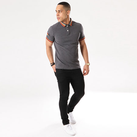 Superdry - Polo Manches Courtes Classic Cali Tipped M11004OQ Gris Anthracite Chiné