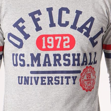 US Marshall - Tee Shirt Manches Longues Jadryhall Gris Chiné Bleu Marine