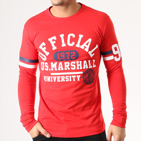 US Marshall - Tee Shirt Manches Longues Jadryhall Rouge Blanc