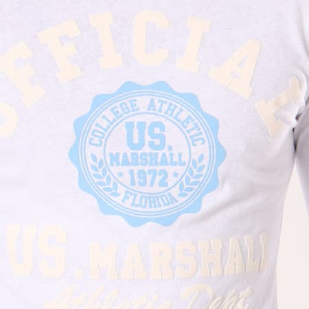 US Marshall - Tee Shirt Manches Longues Jofficial Blanc Bleu Clair