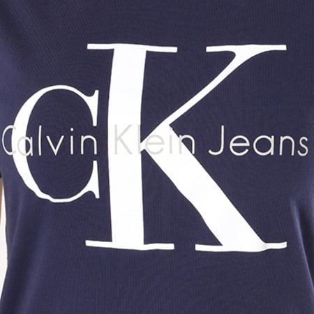 Calvin Klein - Tee Shirt Femme Shrunken Bleu Marine