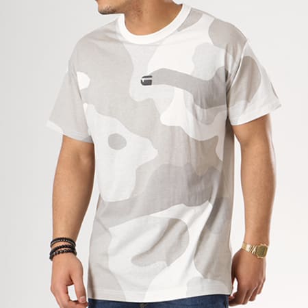 G-Star - Tee Shirt Kurser D08197-9749 Camouflage Gris Blanc 