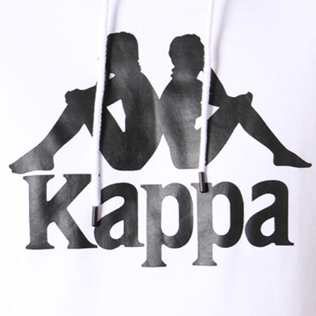 Kappa - Sweat Capuche Bandes Brodées Authentic Hurtado Blanc Noir