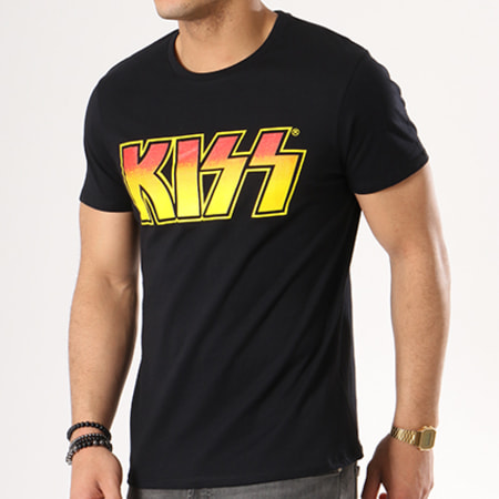 Kiss - Tee Shirt Color Logo Noir Orange