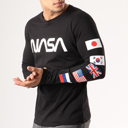 NASA - Tee Shirt Manches Longues Flags Noir