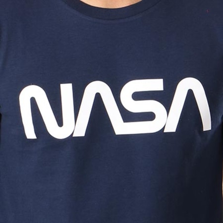 NASA - Maglietta a maniche lunghe con bandiere blu navy