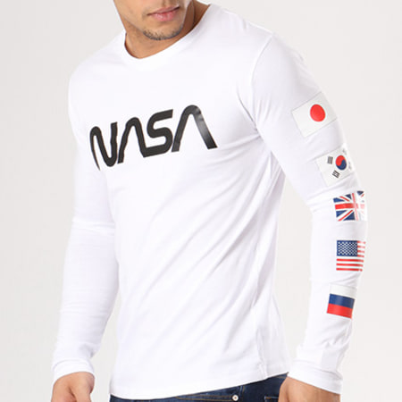 NASA - Tee Shirt Manches Longues Flags Blanc