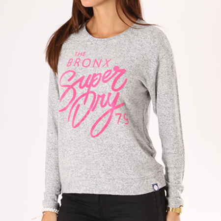 Superdry - Pull Femme Beach Miami Gris Chiné