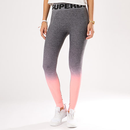 Superdry - Legging Femme SD Sport Seamless Ombre Gris Chiné Corail