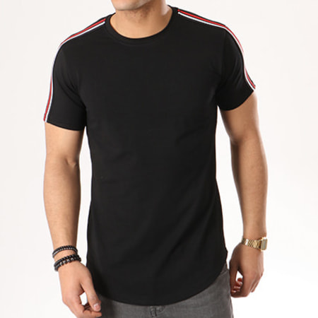 Gov Denim - Tee Shirt Oversize Avec Bandes 181003 Noir Rouge