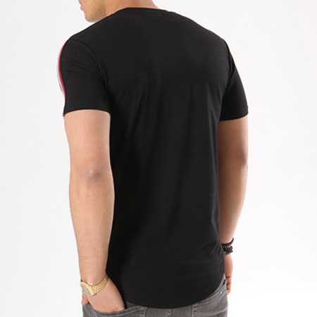 Gov Denim - Tee Shirt Oversize Avec Bandes 181003 Noir Rouge