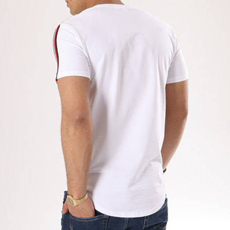 Gov Denim - Tee Shirt Oversize Avec Bandes 181003 Blanc Rouge
