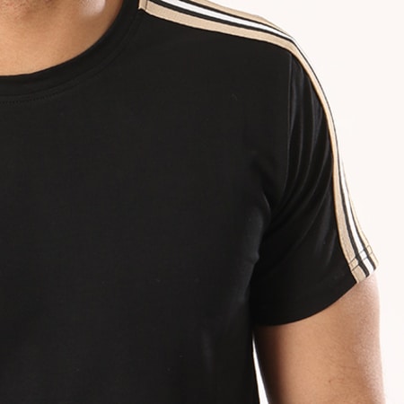 Gov Denim - Tee Shirt Oversize Avec Bandes 181003 Noir Beige