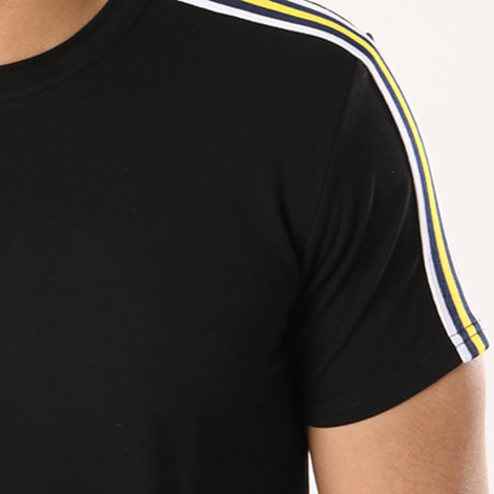 Gov Denim - Tee Shirt Oversize Avec Bandes 181003 Noir Jaune