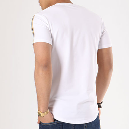 Gov Denim - Tee Shirt Oversize Avec Bandes 181003 Blanc Beige