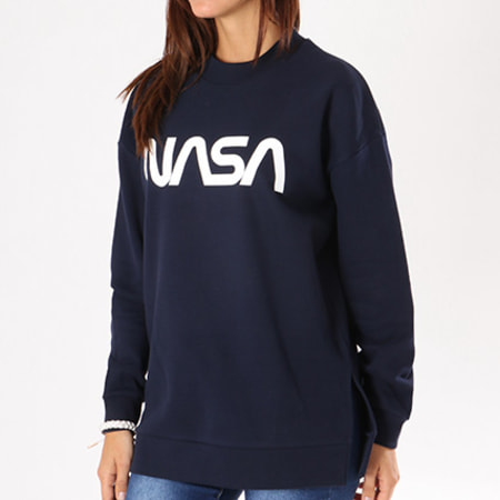 NASA - Sweat Crewneck Oversize Femme Worm Logo Bleu Marine