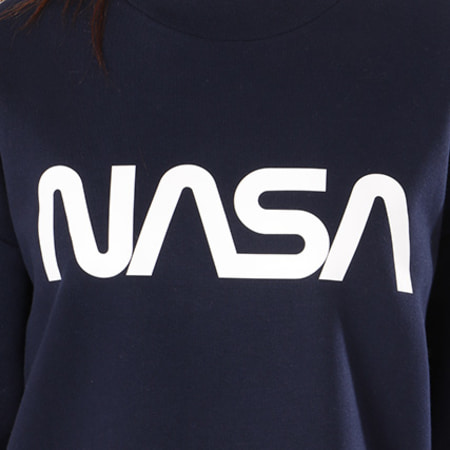 NASA - Sweat Crewneck Oversize Femme Worm Logo Bleu Marine