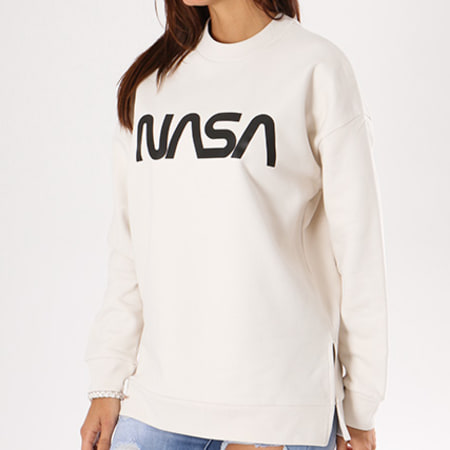 NASA - Sweat Crewneck Oversize Femme Worm Logo Beige