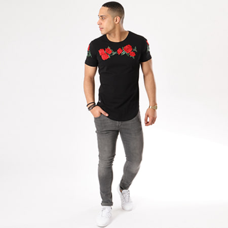 Paname Brothers - Tee Shirt Oversize Terry Noir Floral