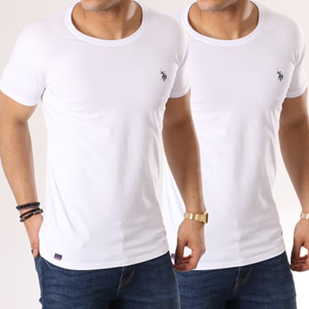 US Polo ASSN - Lot De 2 Tee Shirts Basic USPA Blanc