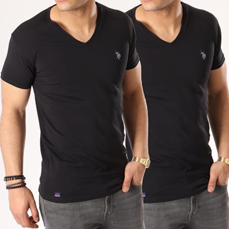 US Polo ASSN - Lot De 2 Tee Shirts Basic USPA Vneck Noir