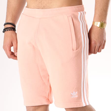 Adidas Originals - Short Jogging Bandes Brodées 3 Stripes CW2440 Rose Pale Blanc