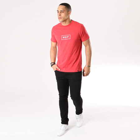 HUF - Tee Shirt Bar Logo Rouge Chiné