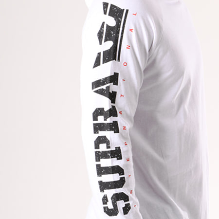 Supra - Tee Shirt Manches Longues Oversize Capuche Splatter Blanc Noir