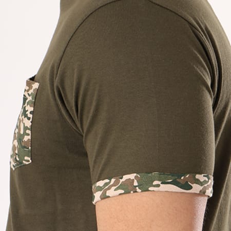 Brave Soul - Tee Shirt Poche Jarvis Vert Kaki Camouflage