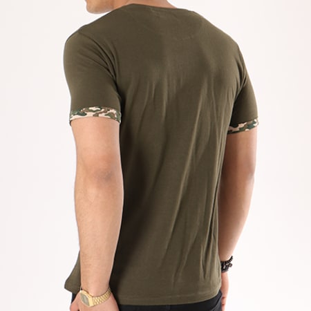 Brave Soul - Tee Shirt Poche Jarvis Vert Kaki Camouflage
