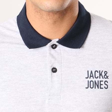 Jack And Jones - Polo Manches Courtes Asap Gris Chiné