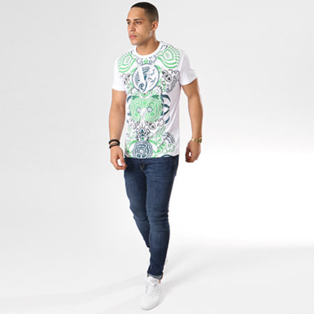 Versace Jeans Couture - Tee Shirt Print 45 Blanc Floral Vert