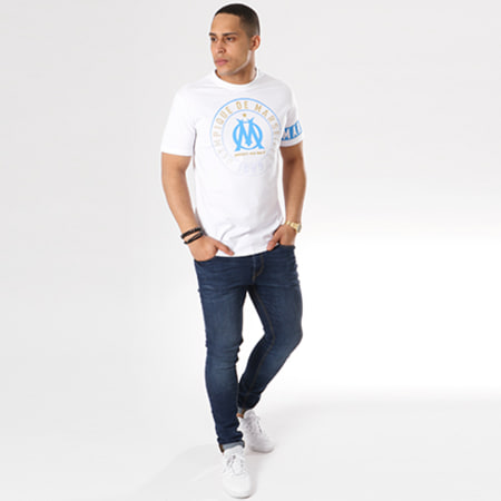 Foot - Tee Shirt Big Logo Blanc Bleu Clair