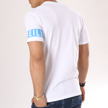Foot - Tee Shirt Big Logo Blanc Bleu Clair