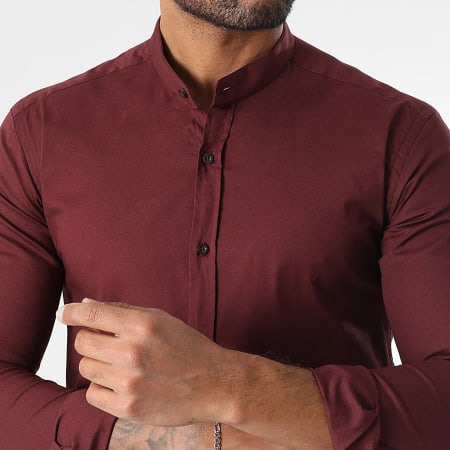 LBO - Chemise Manches Longues Col Mao Slim Fit 402 Bordeaux