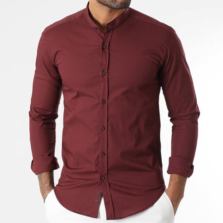 LBO - Chemise Manches Longues Col Mao Slim Fit 402 Bordeaux