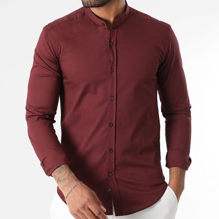 LBO - Chemise Manches Longues Col Mao Slim Fit 402 Bordeaux