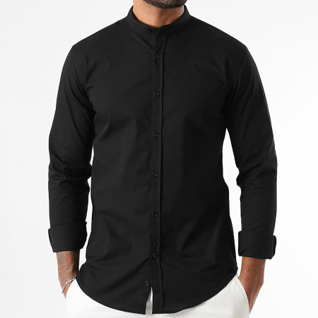 LBO - Camisa Manga Larga Slim Fit Cuello Mao 403 Negro