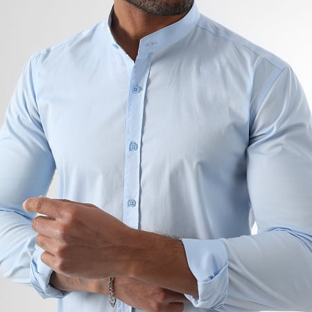 LBO - Chemise Manches Longues Col Mao Slim Fit 405 Bleu Clair