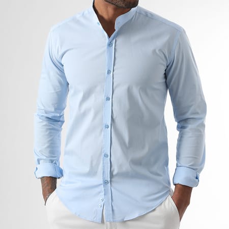LBO - Chemise Manches Longues Col Mao Slim Fit 405 Bleu Clair