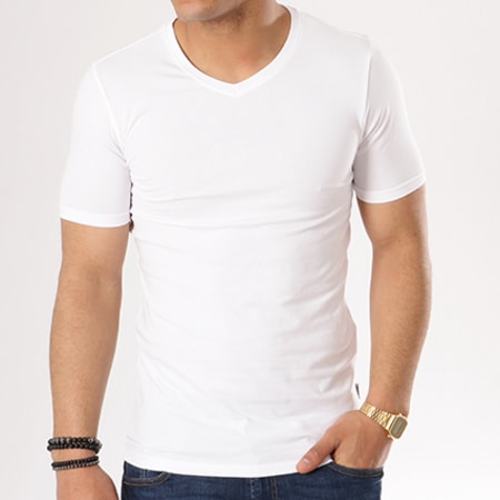 Only And Sons - Tee Shirt Basic V Neck Blanc