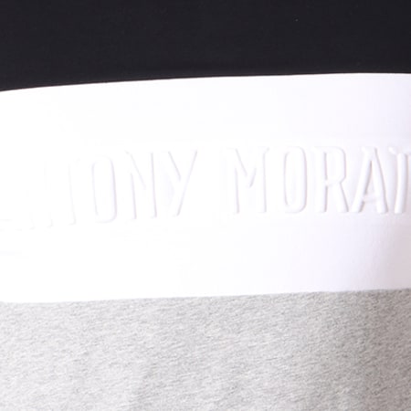Antony Morato - Tee Shirt Manches Longues Capuche MMKL00217 Bleu Marine Blanc Gris Chiné