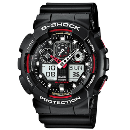 G-Shock - Montre G-Shock GA-100-1A4ER Noir Rouge