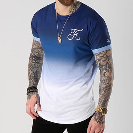 Final Club - Tee Shirt Oversize Dégradé Avec Broderie 015 Bleu Et Blanc