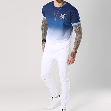 Final Club - Tee Shirt Oversize Dégradé Avec Broderie 015 Bleu Et Blanc