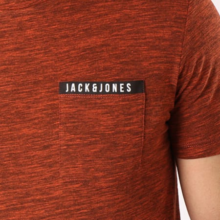 Jack And Jones - Tee Shirt Poche Melange Orange Brique Chiné