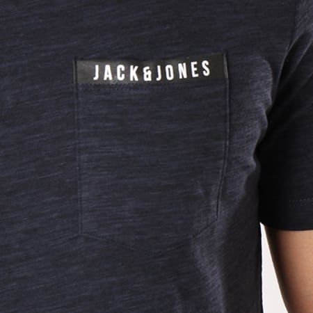 Jack And Jones - Tee Shirt Poche Melange Bleu Marine Chiné