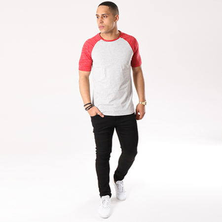 Only And Sons - Tee Shirt Santiago Gris Chiné Rouge Chiné