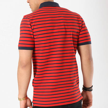 Selected - Polo Manches Courtes Haro Stripe Embroidery Rouge Bleu Marine